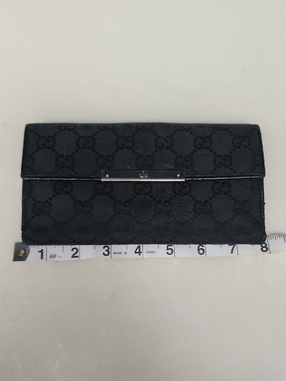 Gucci Black GG Monogram Continental Wallet with Metal Plaque - Picture 2 of 9